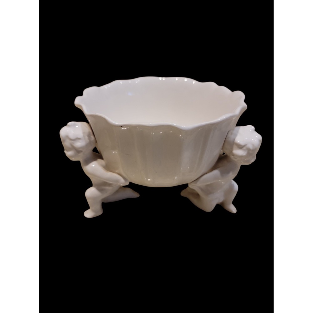 Lefton Cherub Angel Candle Candy Dish Bowl Hollywood Regency Victorian Style